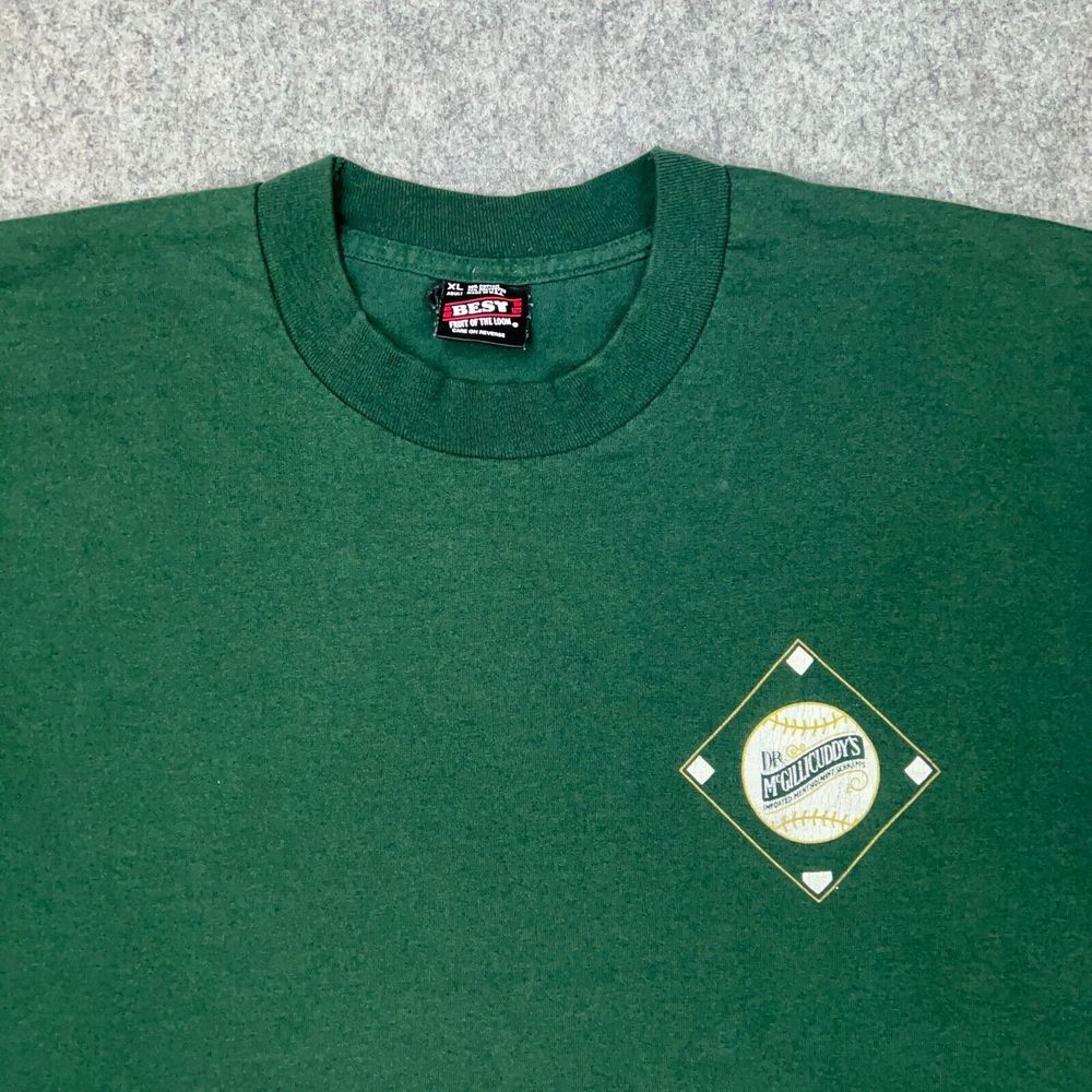 VTG Dr McGillicuddy's Shirt Men XL Green Baseball Schnapps USA 90s Single Stitch